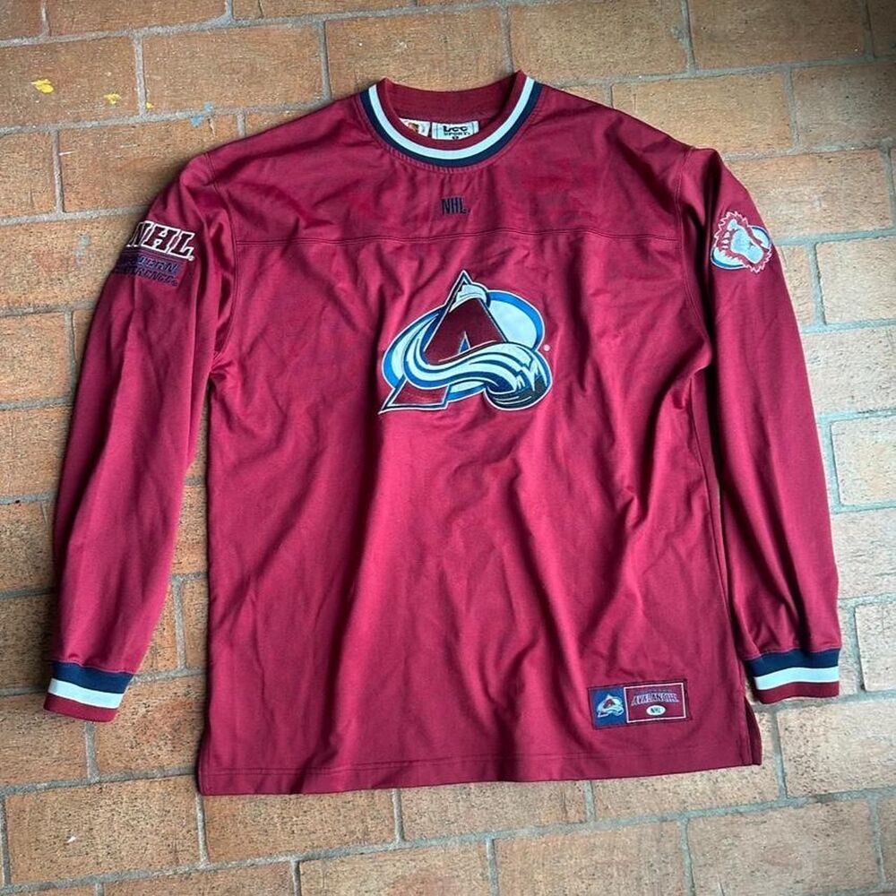 Vintage 90s Colorado Avalanche Lee Sport Long Sleeve Shirt Jersey Large NHL